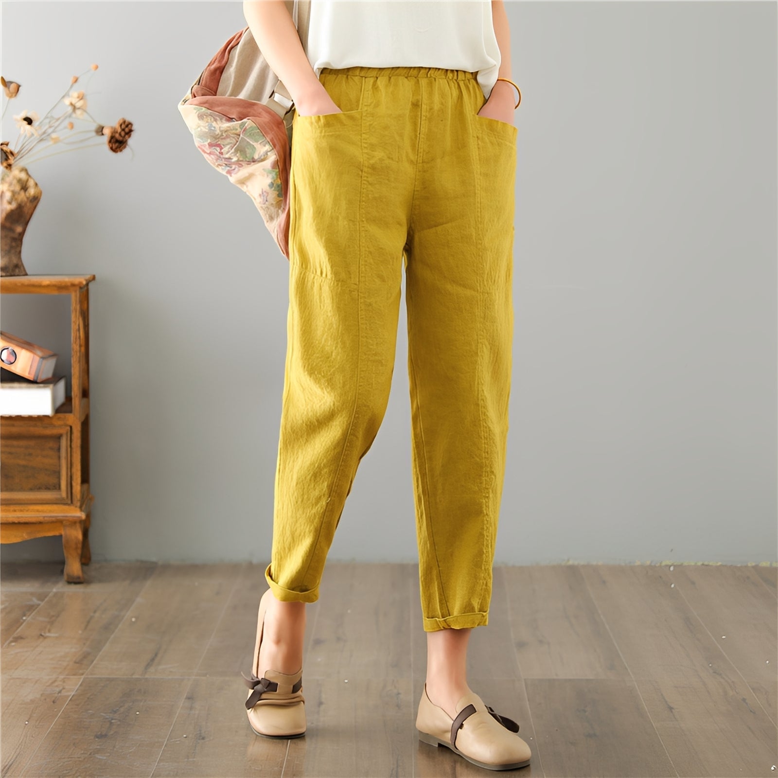 Gretchen - Pantalones casuales con bolsillos para damas