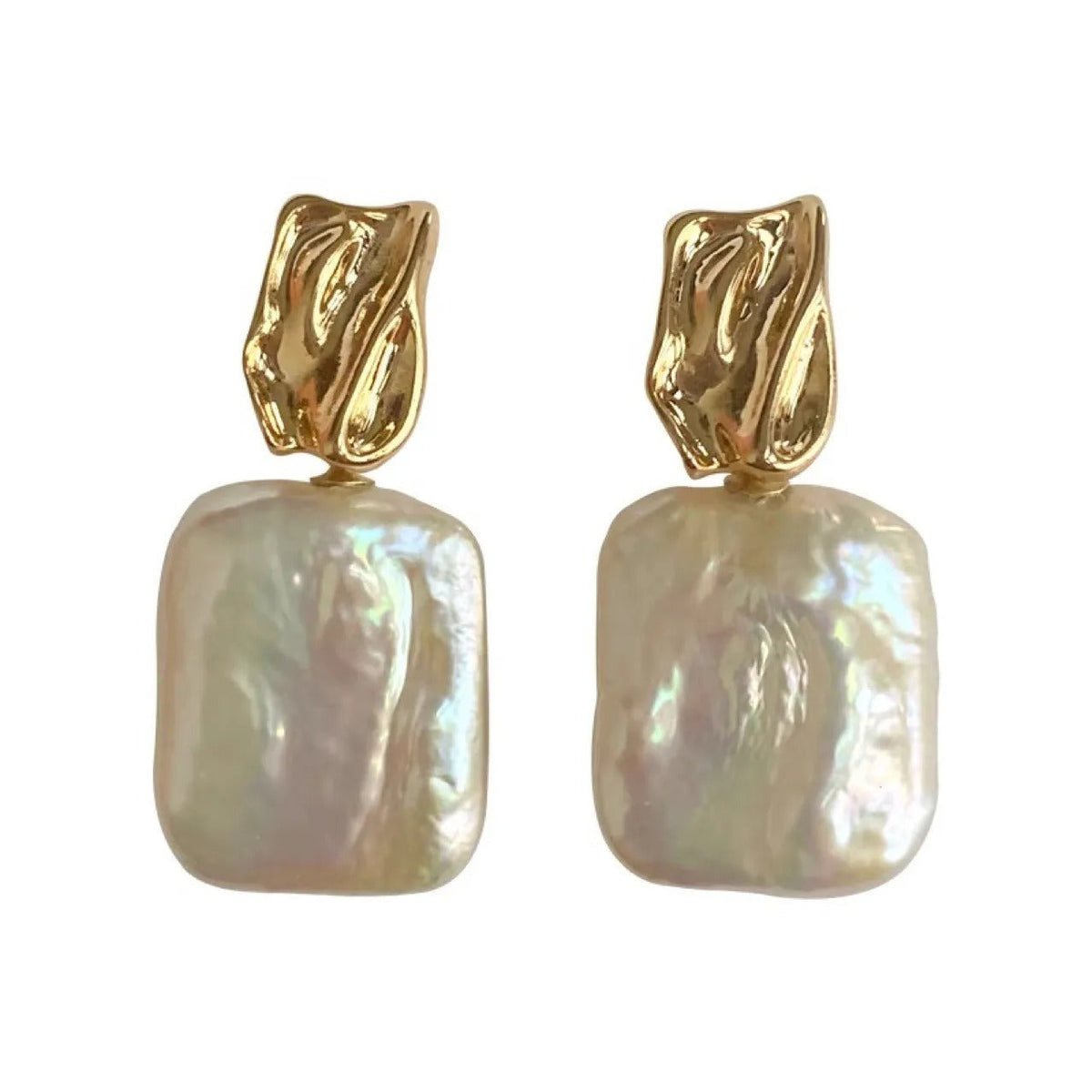 Aiah – Pendientes dorados con bellas perlas barrocas