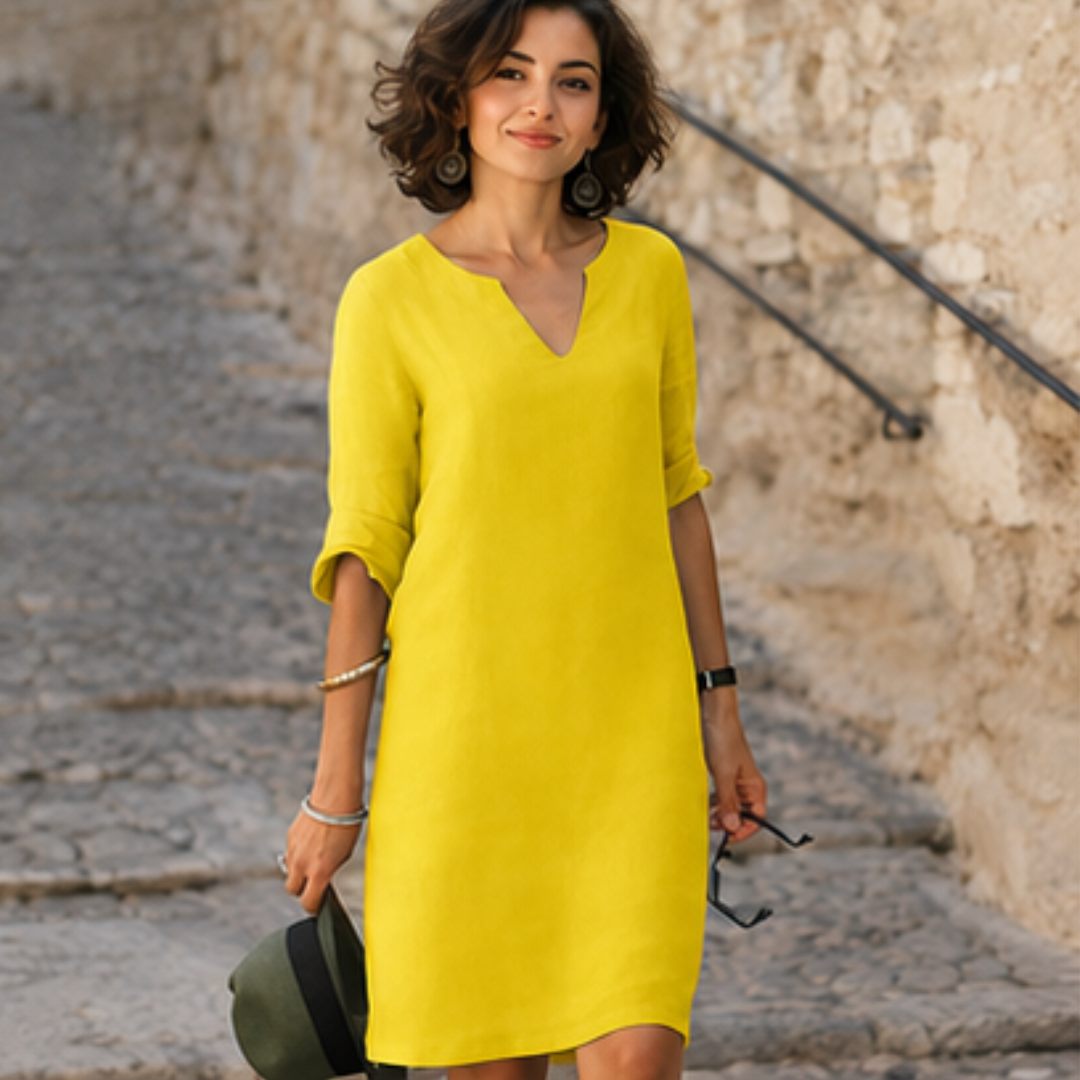 Guilaine - Vestido chic y sofisticado con escote en V