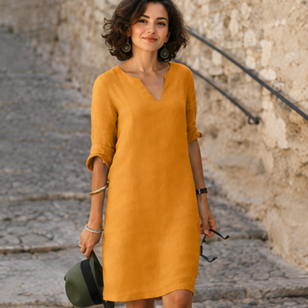 Guilaine - Vestido chic y sofisticado con escote en V