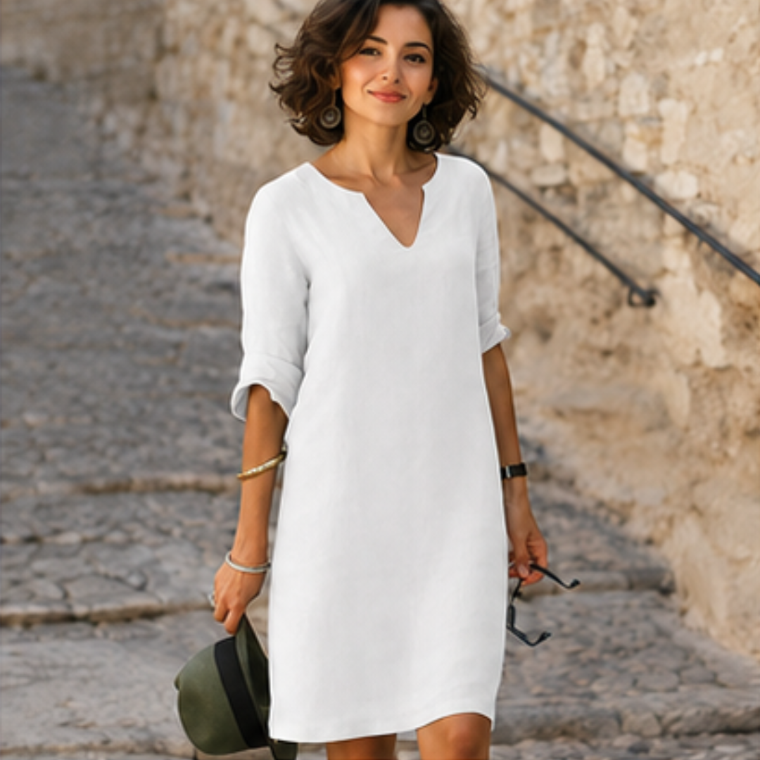 Guilaine - Vestido chic y sofisticado con escote en V