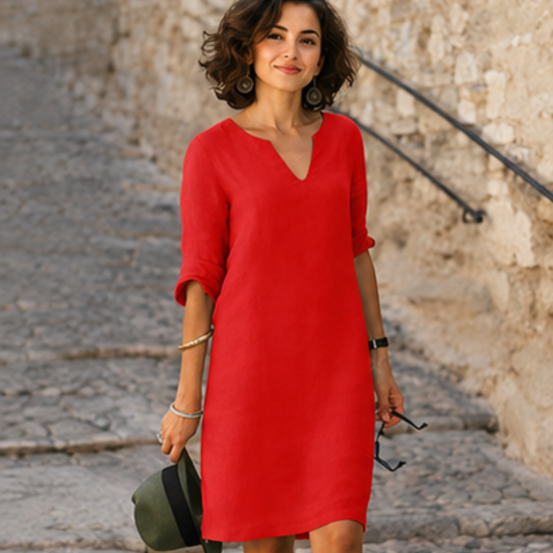 Guilaine - Vestido chic y sofisticado con escote en V