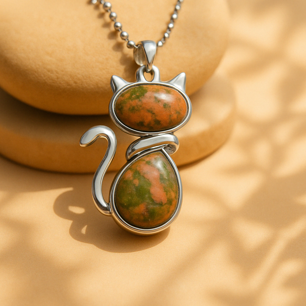 Mila – Collar de gato con piedra auténtica