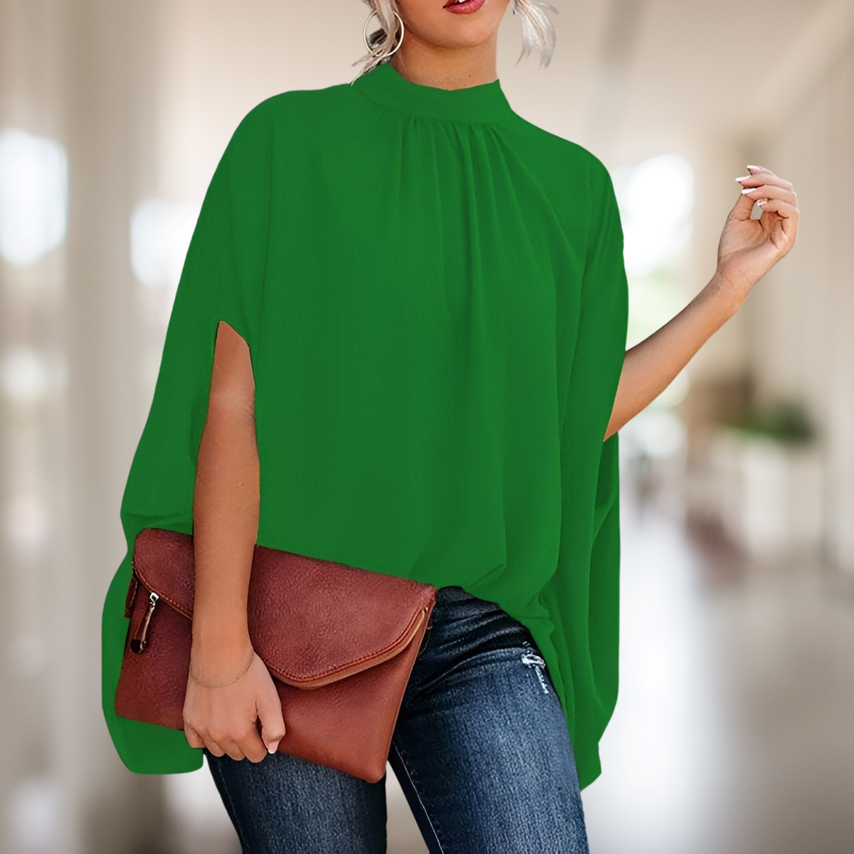 Dreneisha - Blusa elegante con corte acampanado