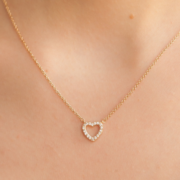 Collar pequeño de amor - Collar en forma de corazón con oro y diamantes