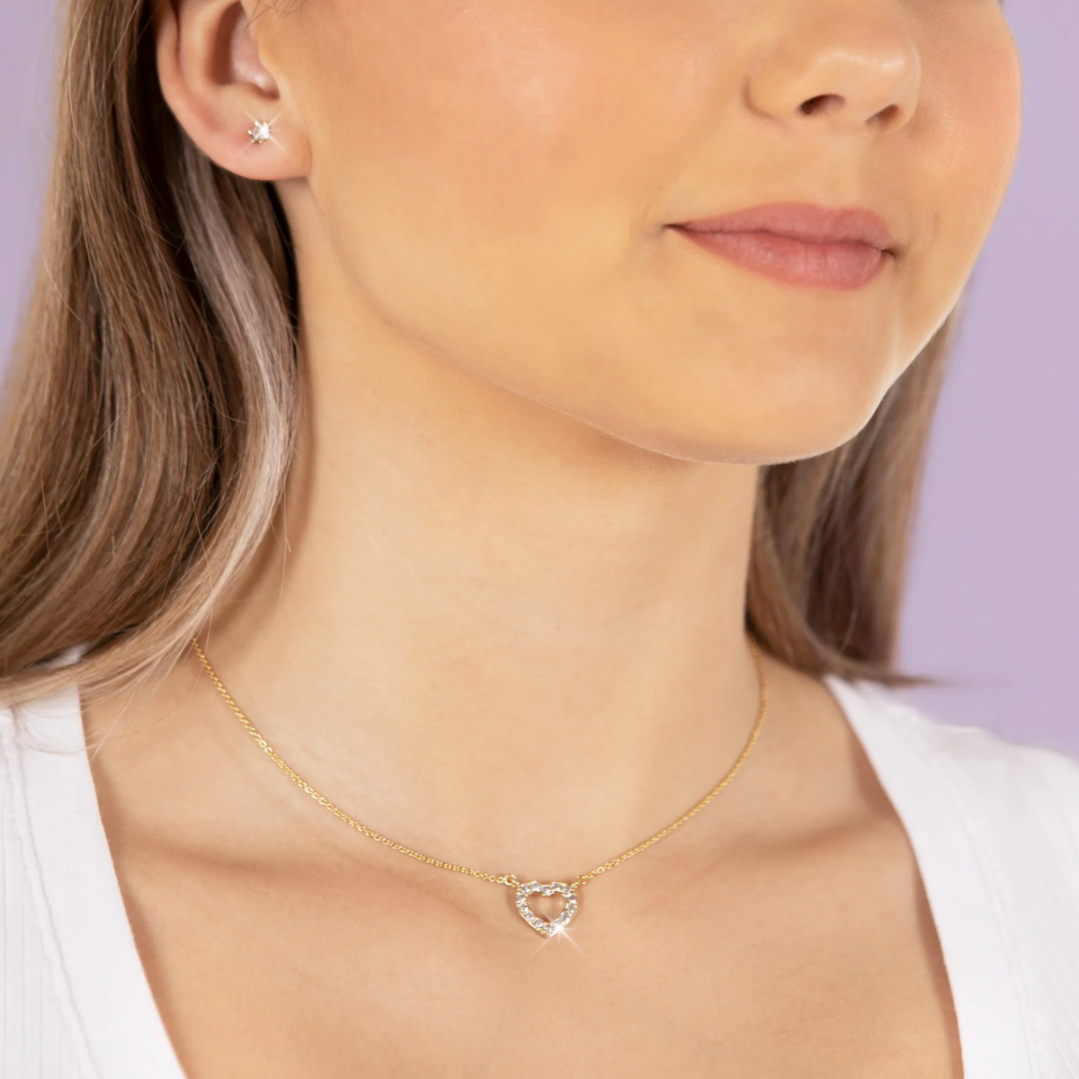 Collar pequeño de amor - Collar en forma de corazón con oro y diamantes