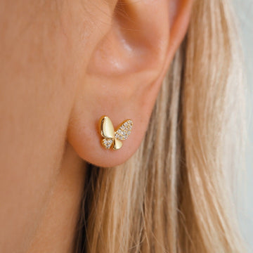 Pendientes de mariposa con cristales pavé