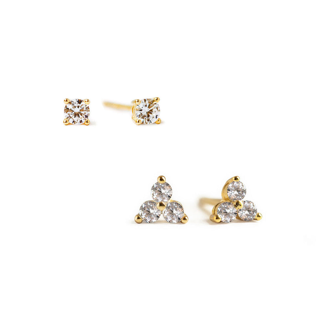 Conjunto de aretes de trébol pequeño con pavé