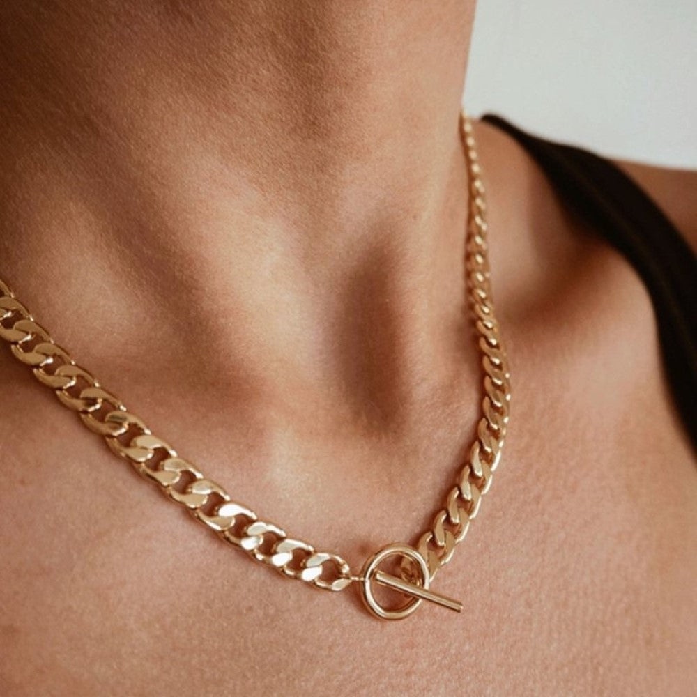 Collar doble - Cadena cubana y perlas