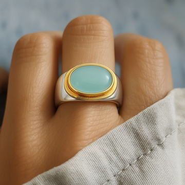 Gabi – Anillo vintage con piedra lunar verde