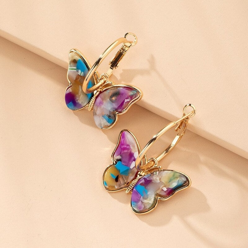 Alina – Pendientes de mariposa con esmalte y cristales