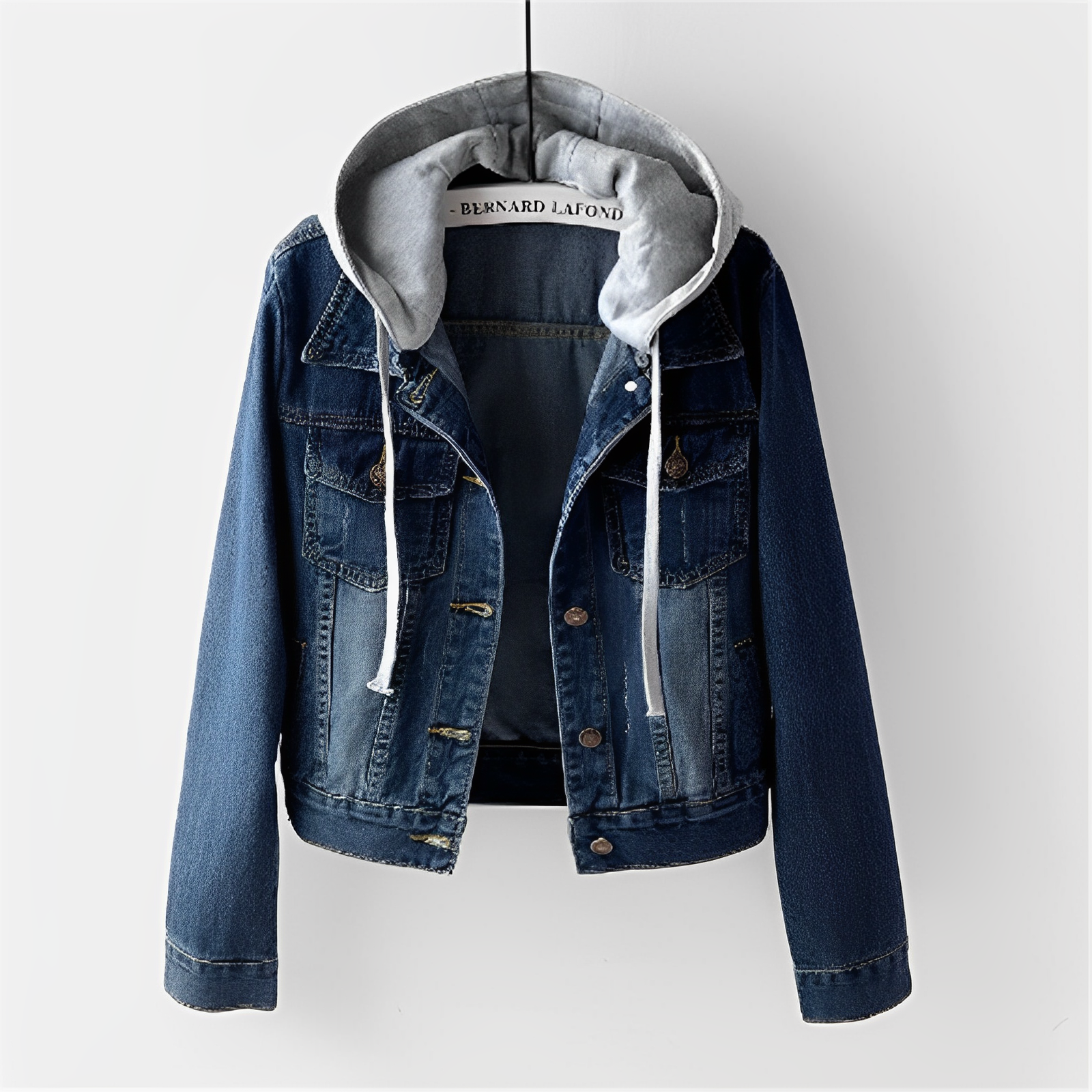 Adah - Chaqueta Vaquera de Manga Larga con Capucha Desmontable
