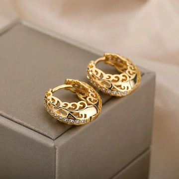 Lara - Pendientes de gota dorada estilo mandala