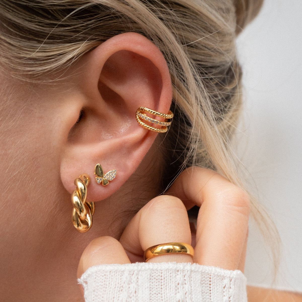 Pendientes de mariposa con cristales pavé