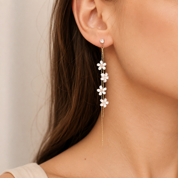 Yuri - Aretes de Hilo de Jazmín Blanco