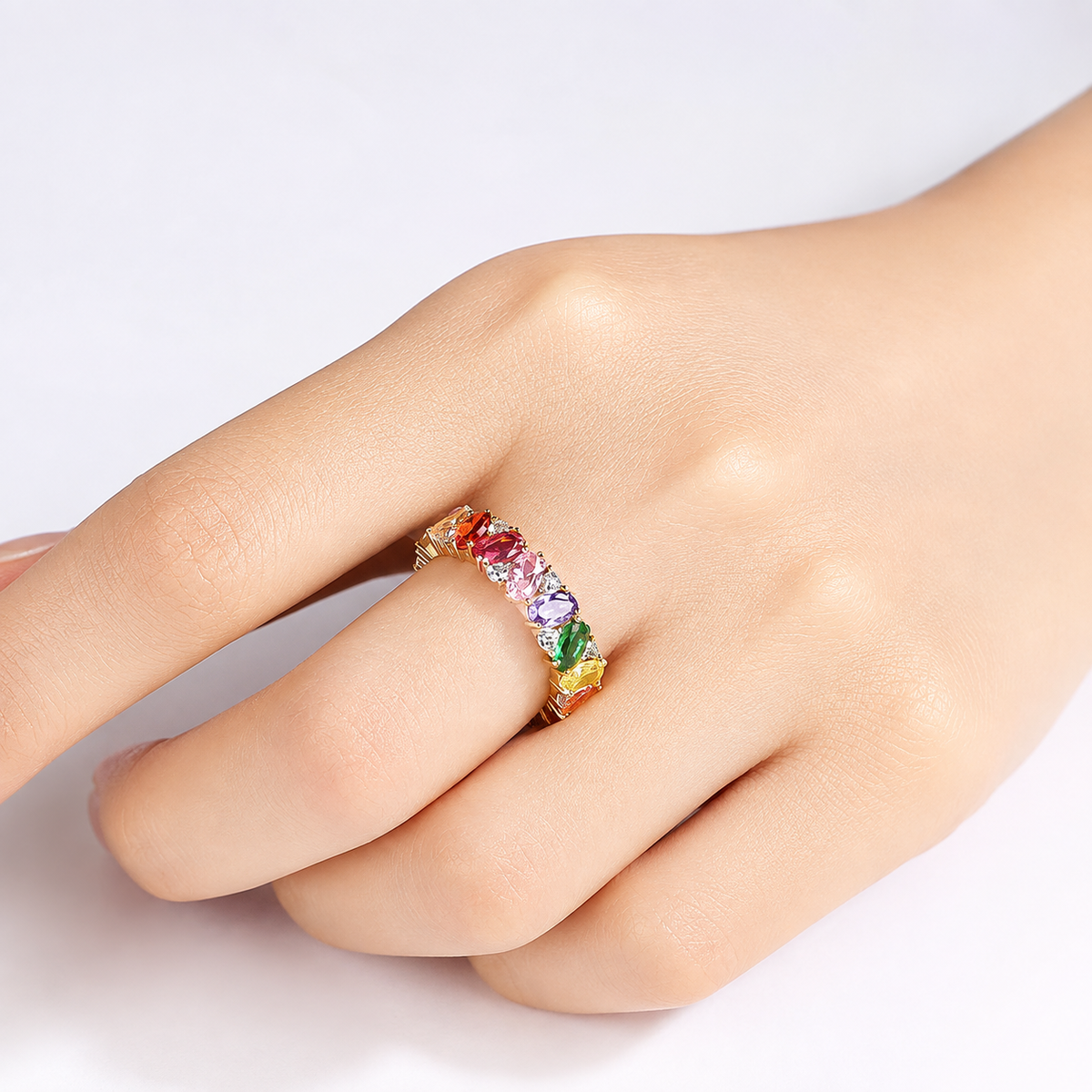 Colette – Anillo de Declaración Brillante Arcoíris