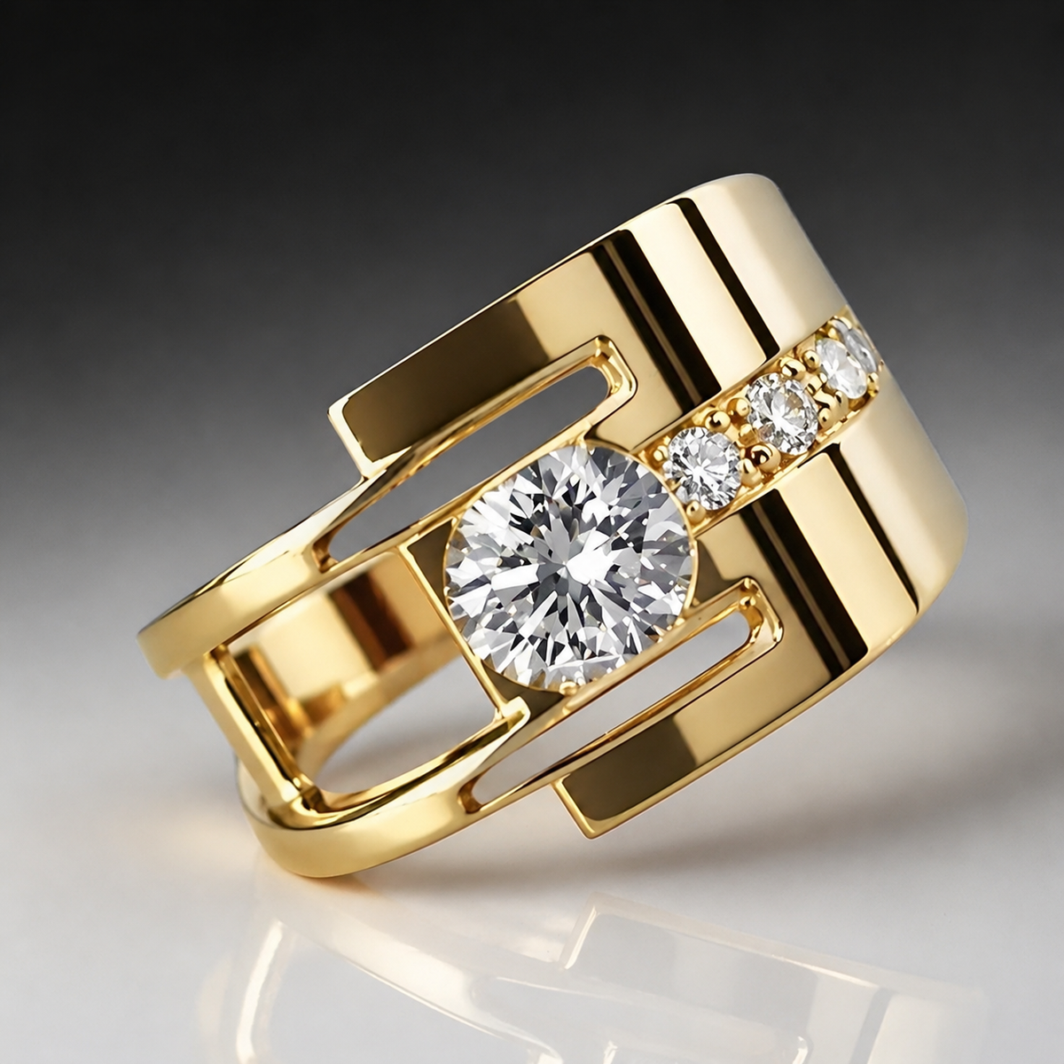 Sharon – Anillo antiguo de oro con circonitas irregulares