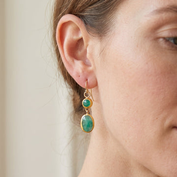Mireya – Pendientes dorados de estilo vintage con piedra turquesa
