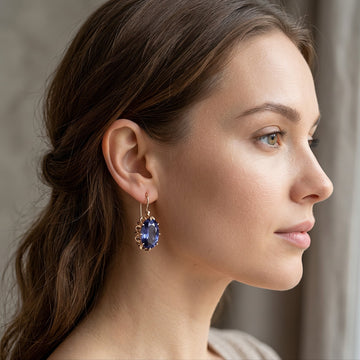 Jayela – Pendientes retro con circonitas azules