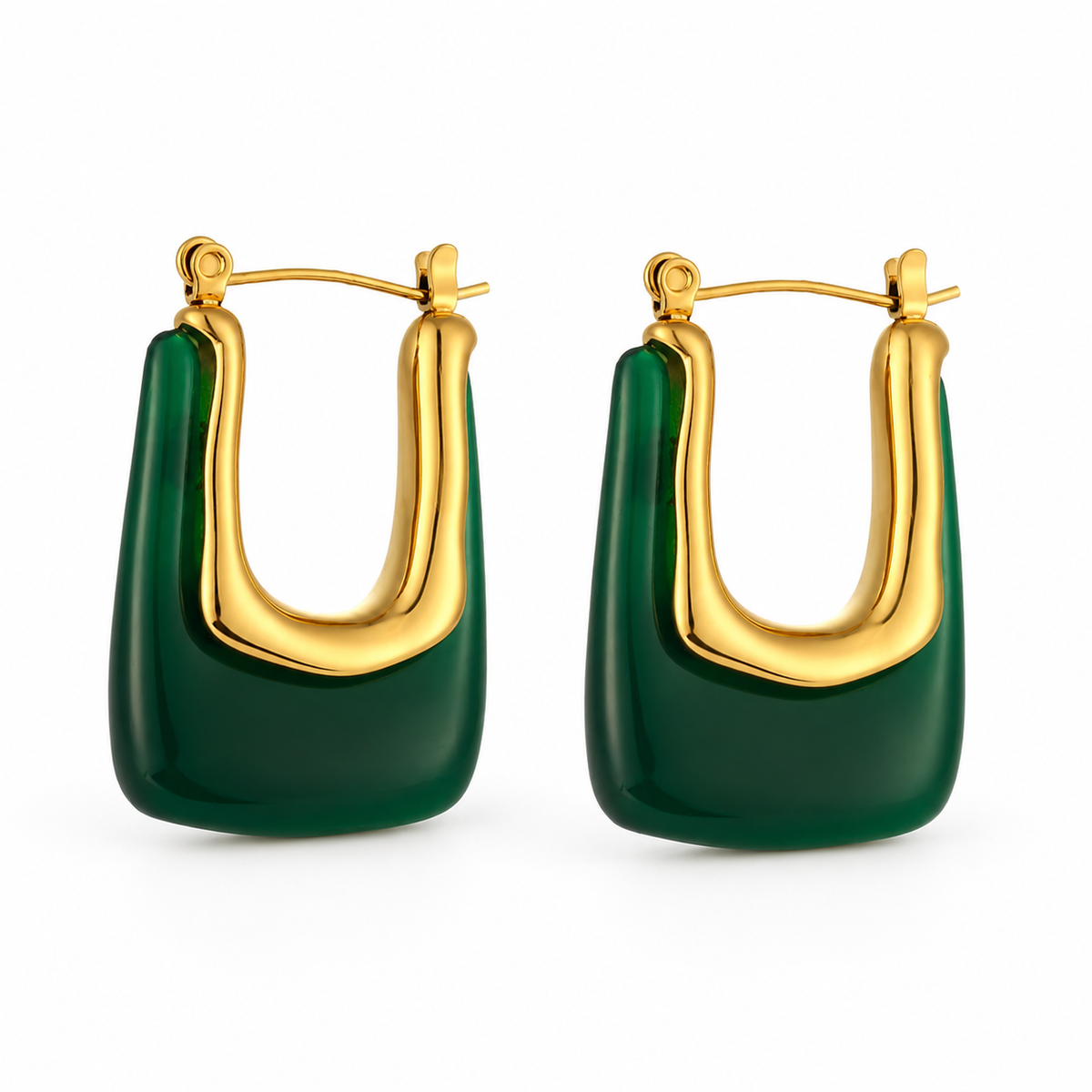Eline – Pendientes rectangulares verdes de acrílico