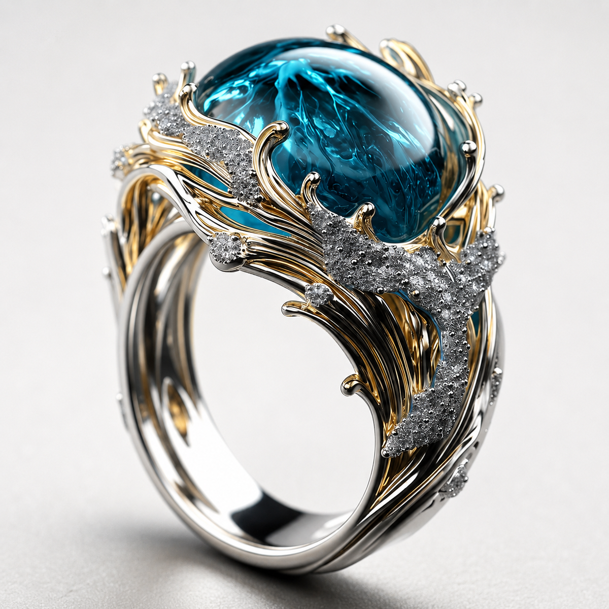 Selena – Anillo vintage de cristal marino