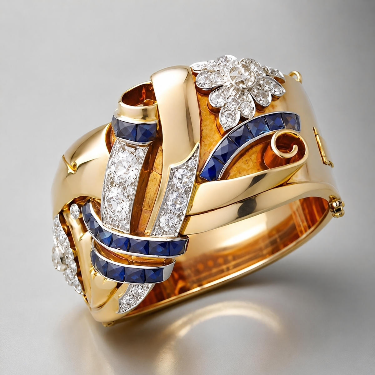Mireille – Anillo vintage en oro y circonita azul