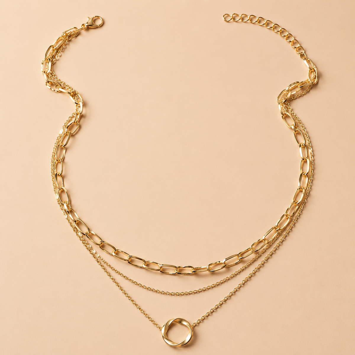 Michelle – Collar retro con cadenas doradas en capas y colgante