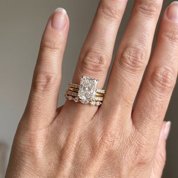 Jaily – Conjunto de 3 anillos de boda de oro de 18K