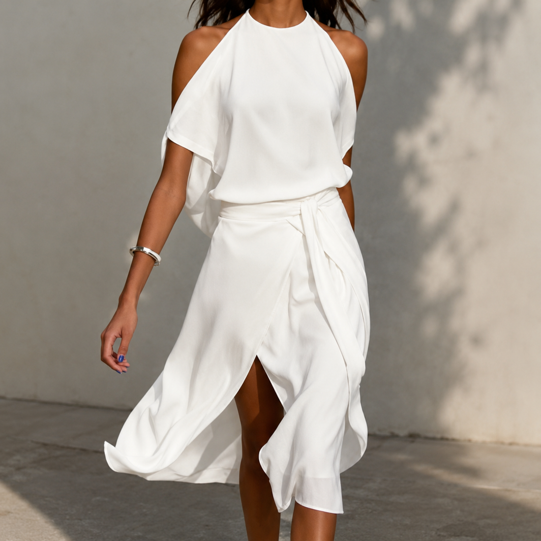 Celestine - Vestido midi con dobladillo asimétrico