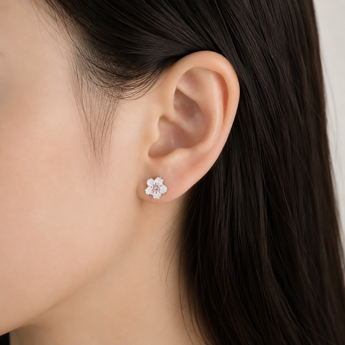 Holly - Pendientes de flores de cerezo en plata