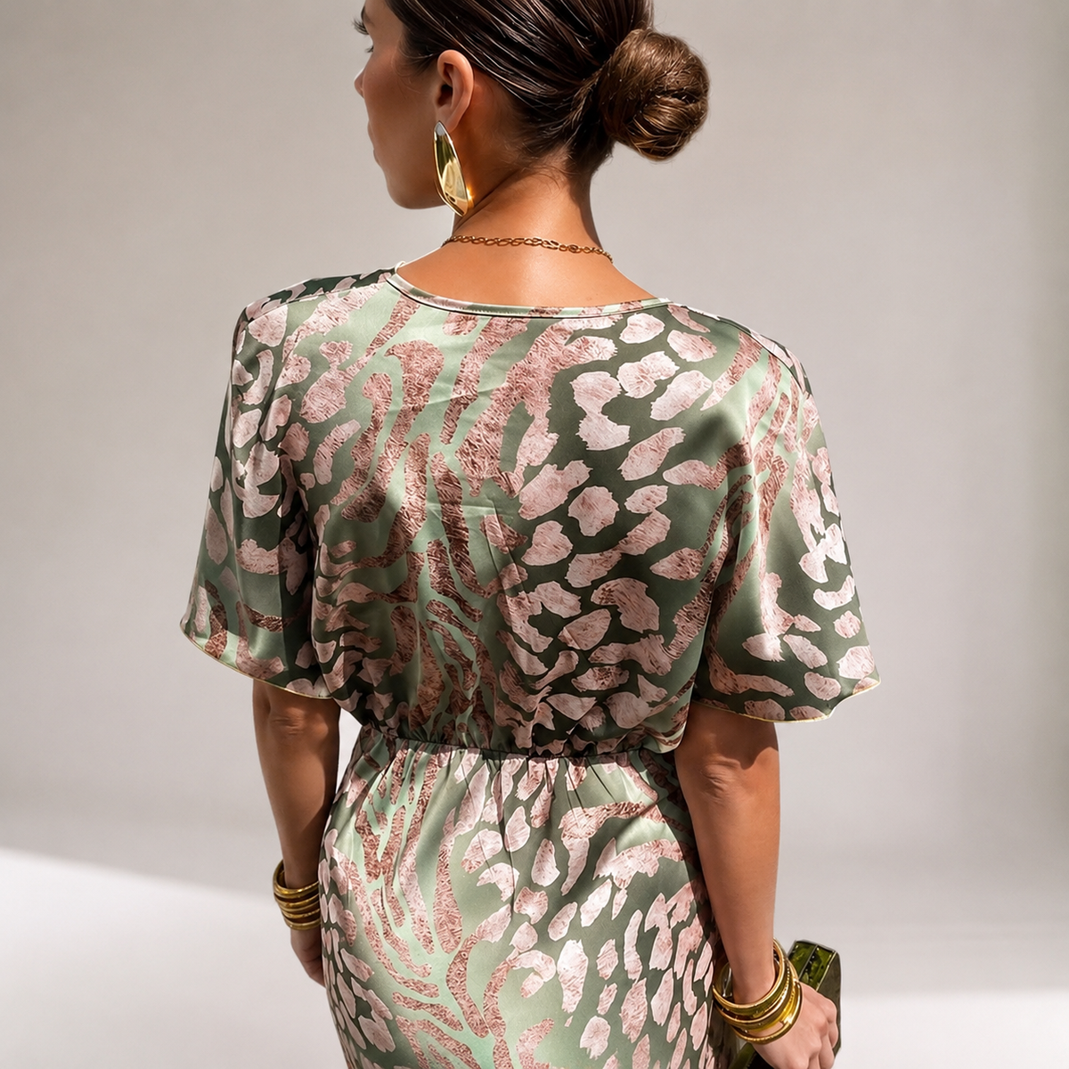 Teodora - Vestido maxi glamuroso con escote en V para mujer