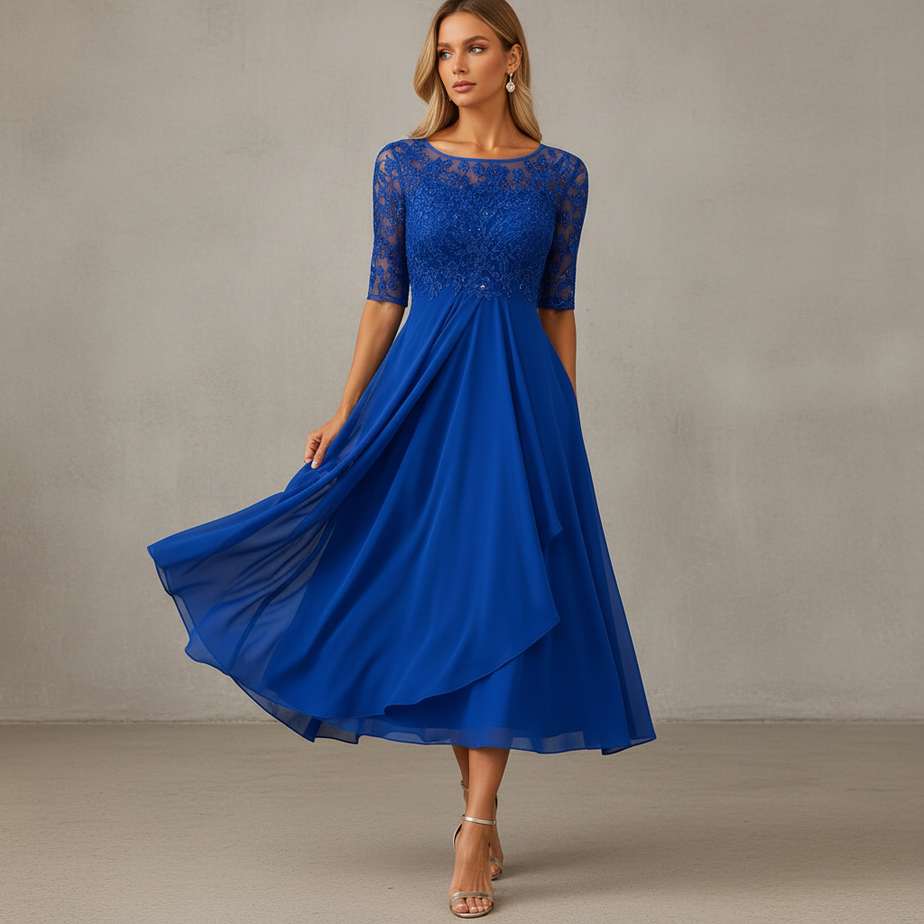 Yara - Elegante vestido midi de gasa