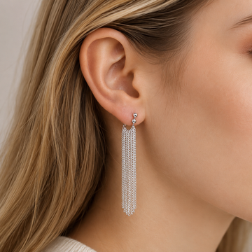 Nora - Pendientes largos de cadena de plata