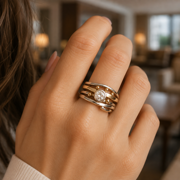 Rhian – Anillo retro de oro con circonio engastado
