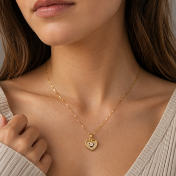 Colgante Corazón de Amor - Collar de Dos Capas
