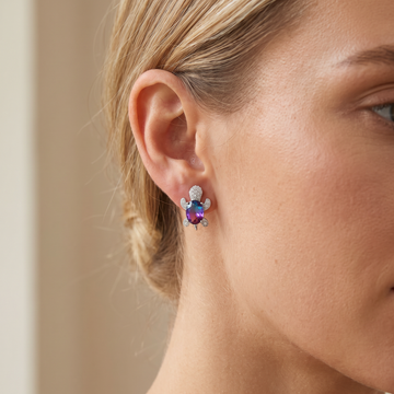 Talia – Pendientes de Tortuga Marina de Plata y Circonitas
