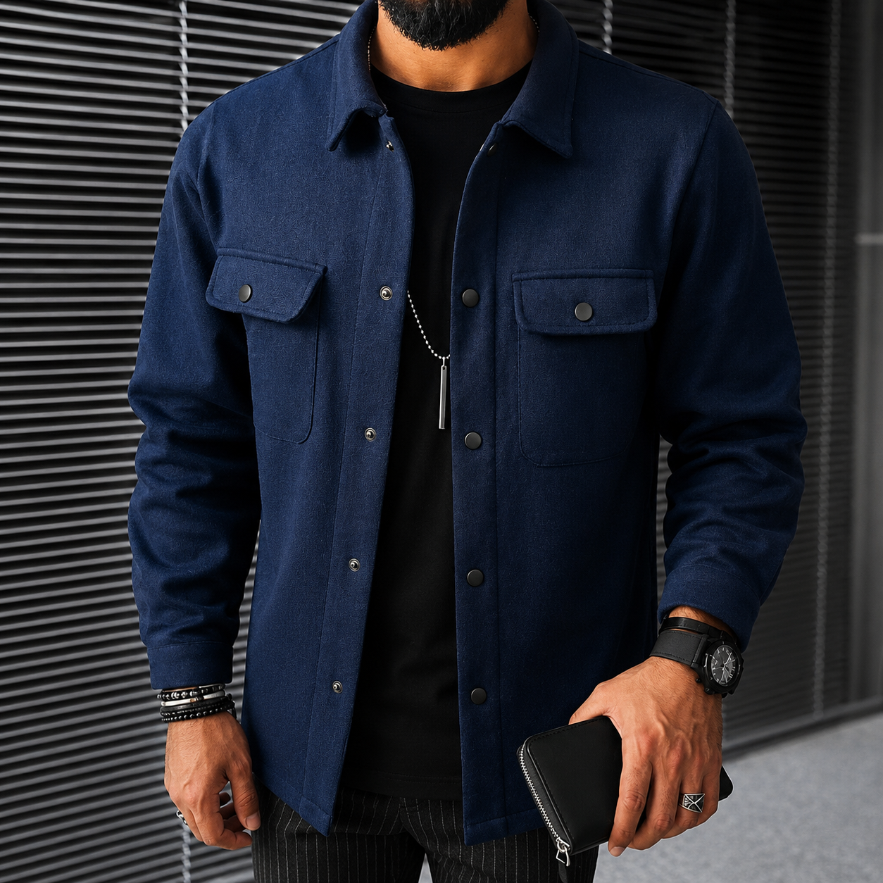 Finn - Sobrecamisa casual para hombre con botones