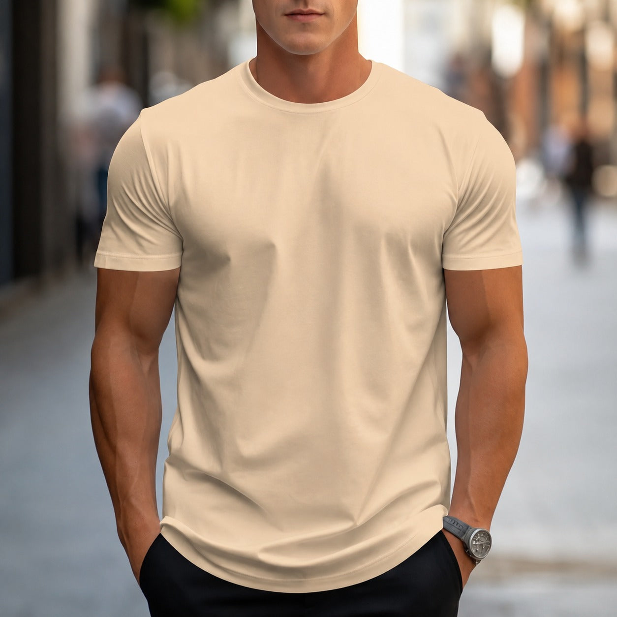 Owen - Camiseta casual y lisa para hombres