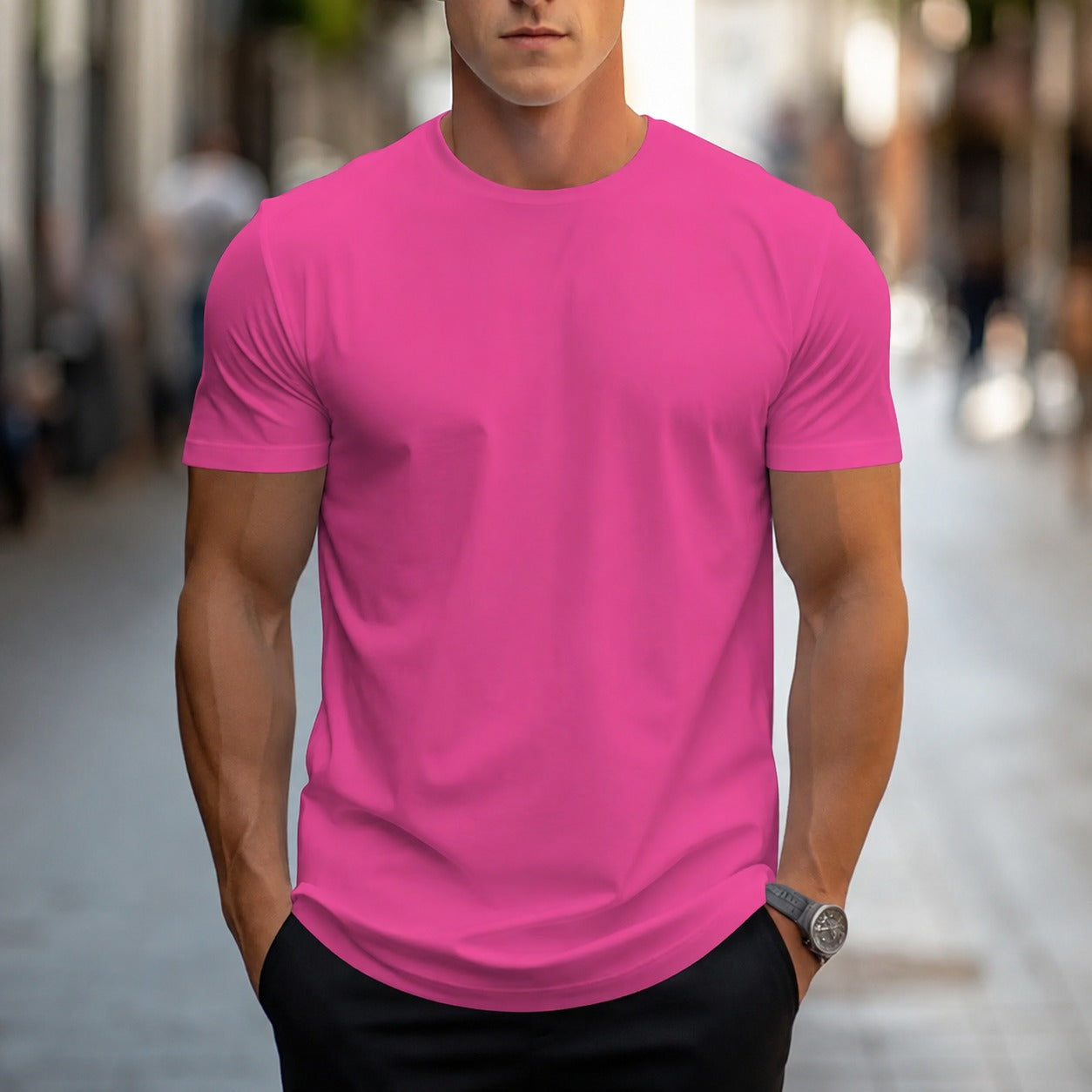Owen - Camiseta casual y lisa para hombres
