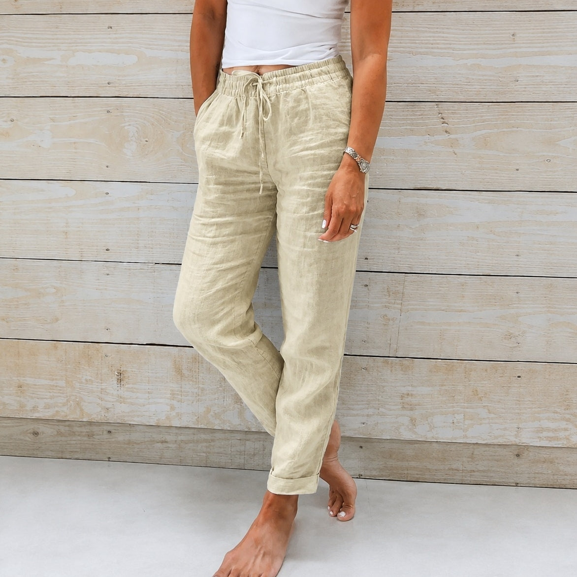 Stacy - Pantalón casual para mujeres de tela ligera