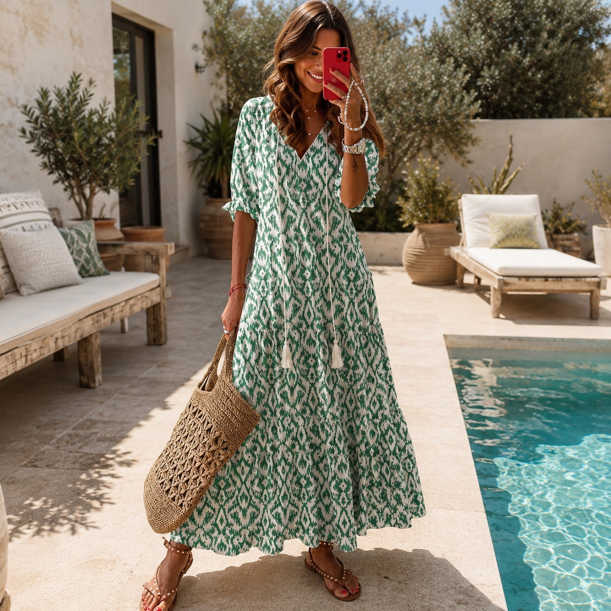 Lindsay - Vestido Bohemio Suelto con Volantes