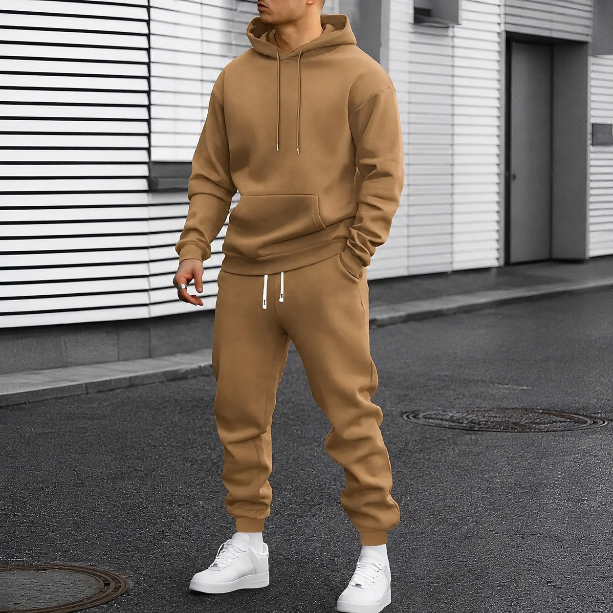 Arvel - Conjunto de chándal cómodo con capucha para hombres