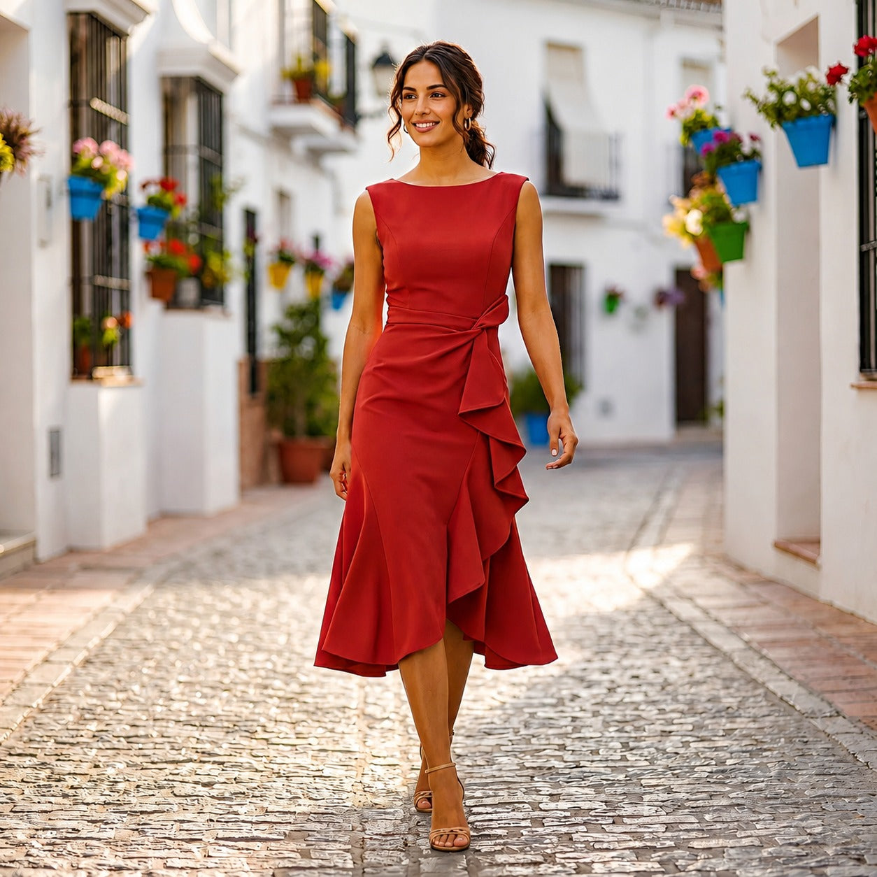 Jaiden - Vestido Midi Elegante con Pliegues