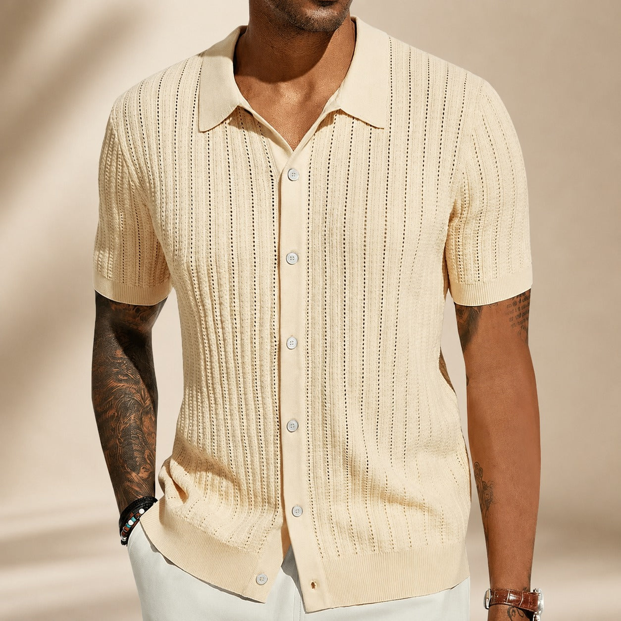 Steven - Camisa Casual Transpirable con Huecos
