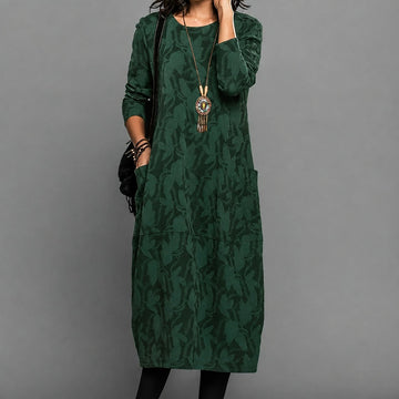 Alisha - Vestido midi estampado con mangas largas