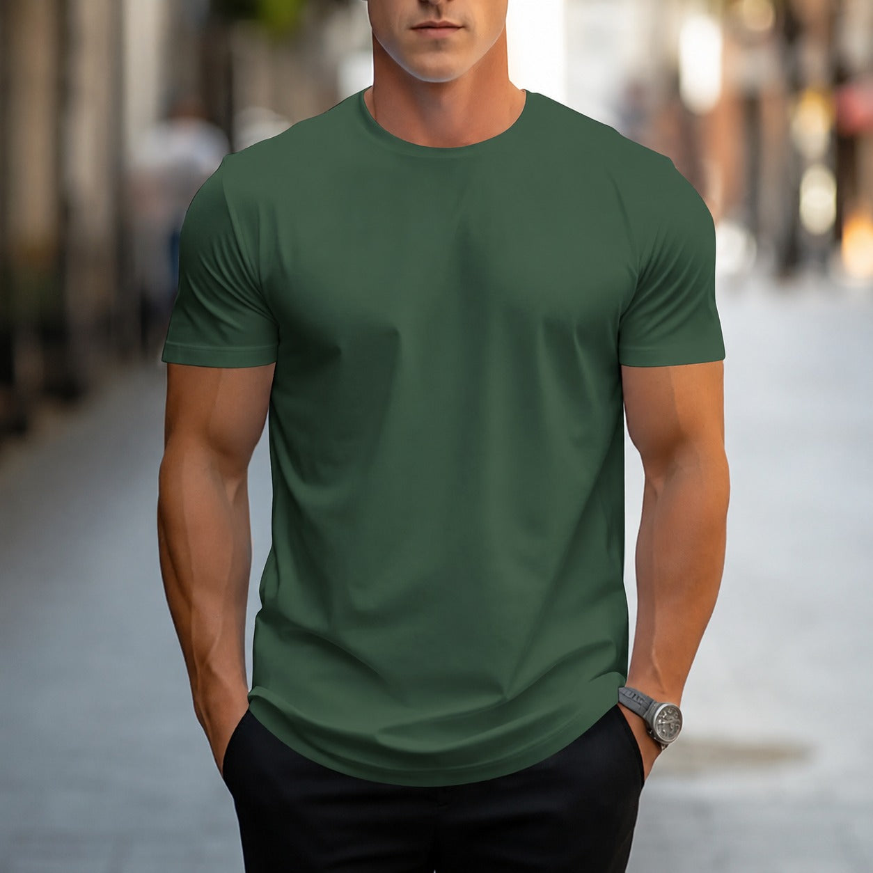 Owen - Camiseta casual y lisa para hombres