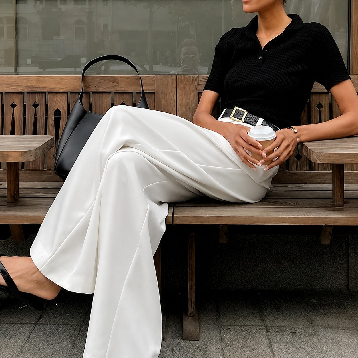Marlene - Pantalones de pierna ancha sin cinturón