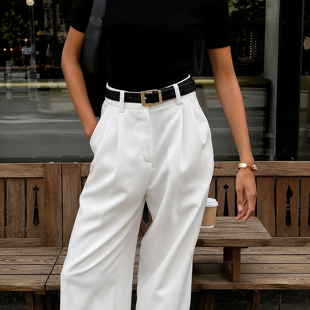 Marlene - Pantalones de pierna ancha sin cinturón