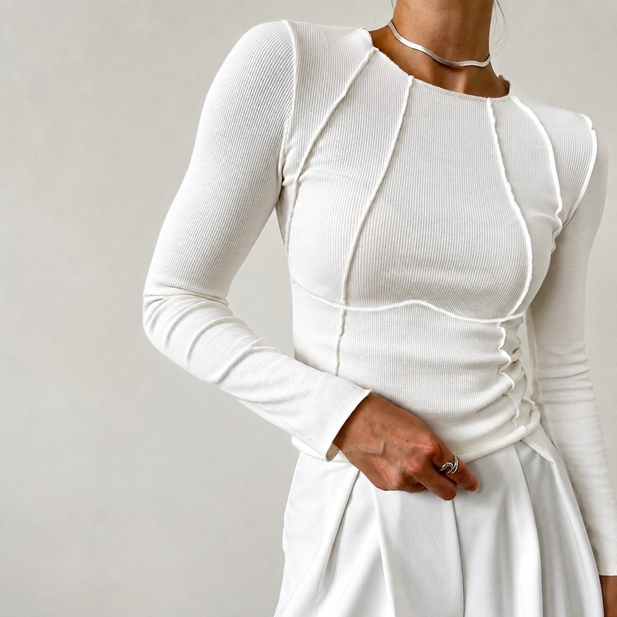 Leonie - Camisa elegante de manga larga con ribete