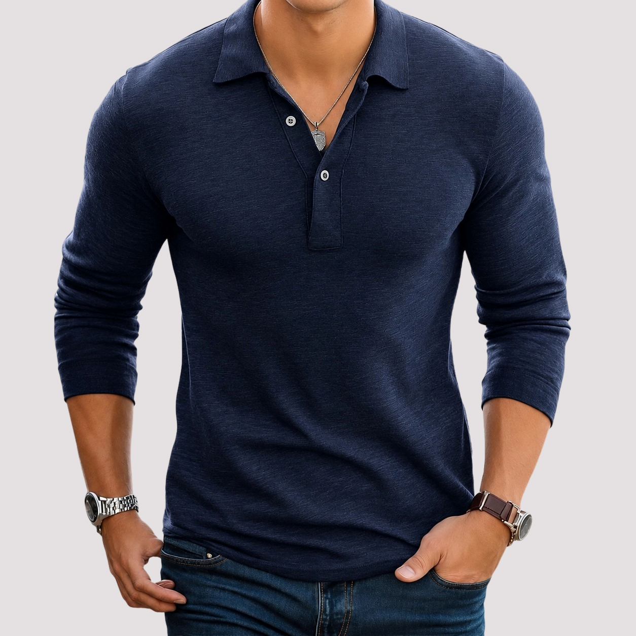 Jack - Polo Casual de Manga Larga